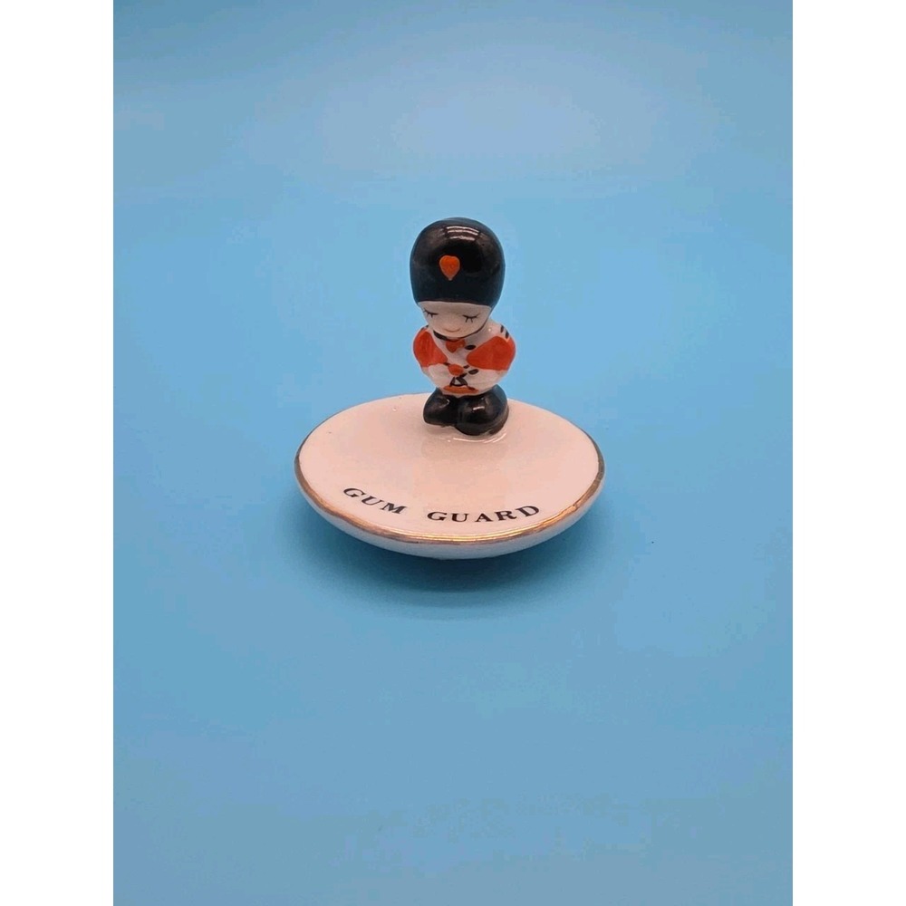 Vintage "Gum Guard" Trinket Dish Taiwan 1.75" Porcelain